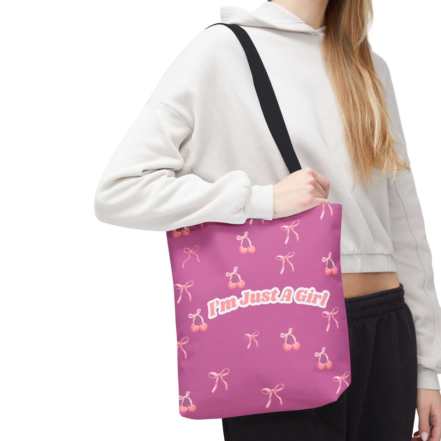 I'm Just a Girl- Cherry & Bow Aesthetic Tote Bag🎀👜