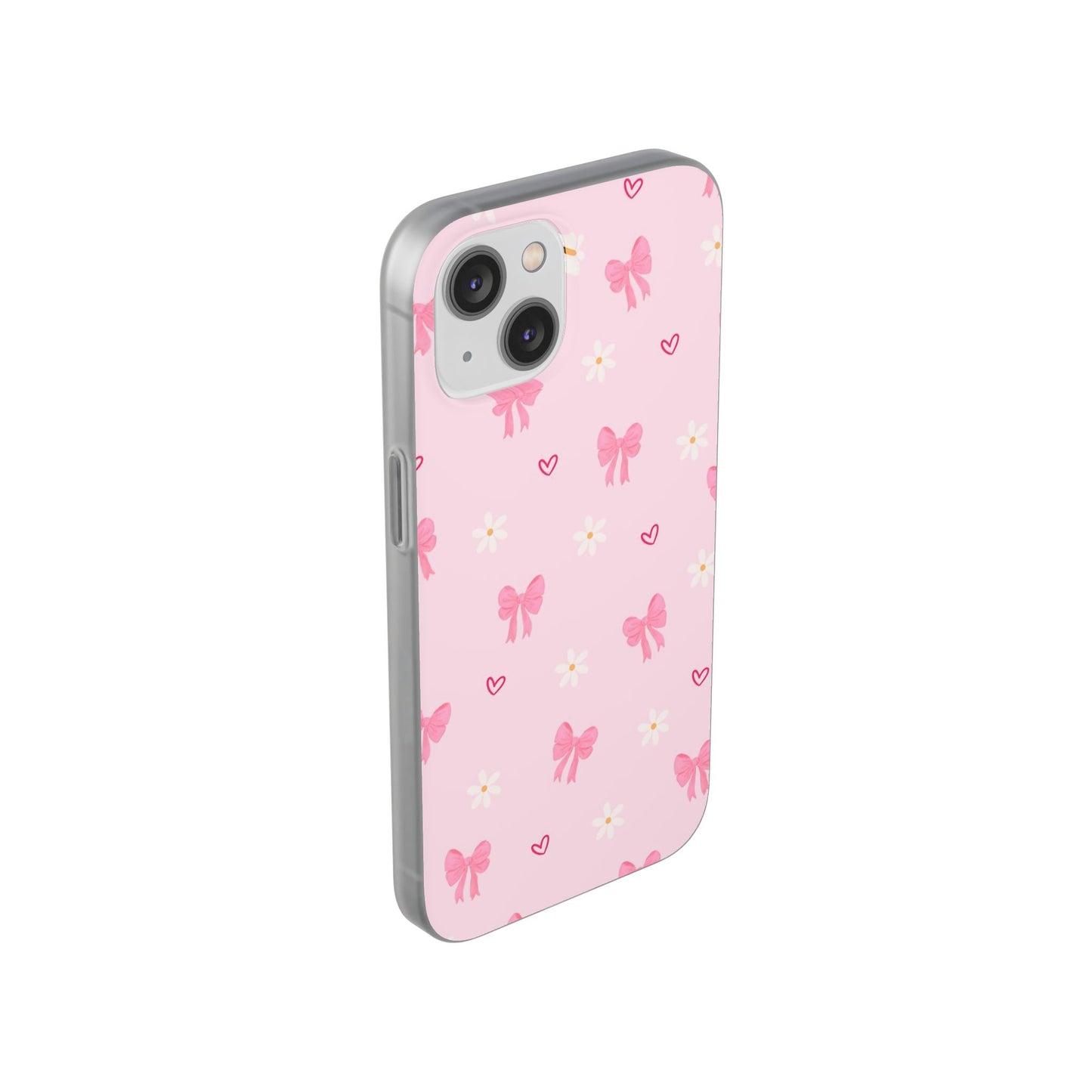 Soft Pink Bow & Heart Aesthetic Phone Case - Cute Girly Cover