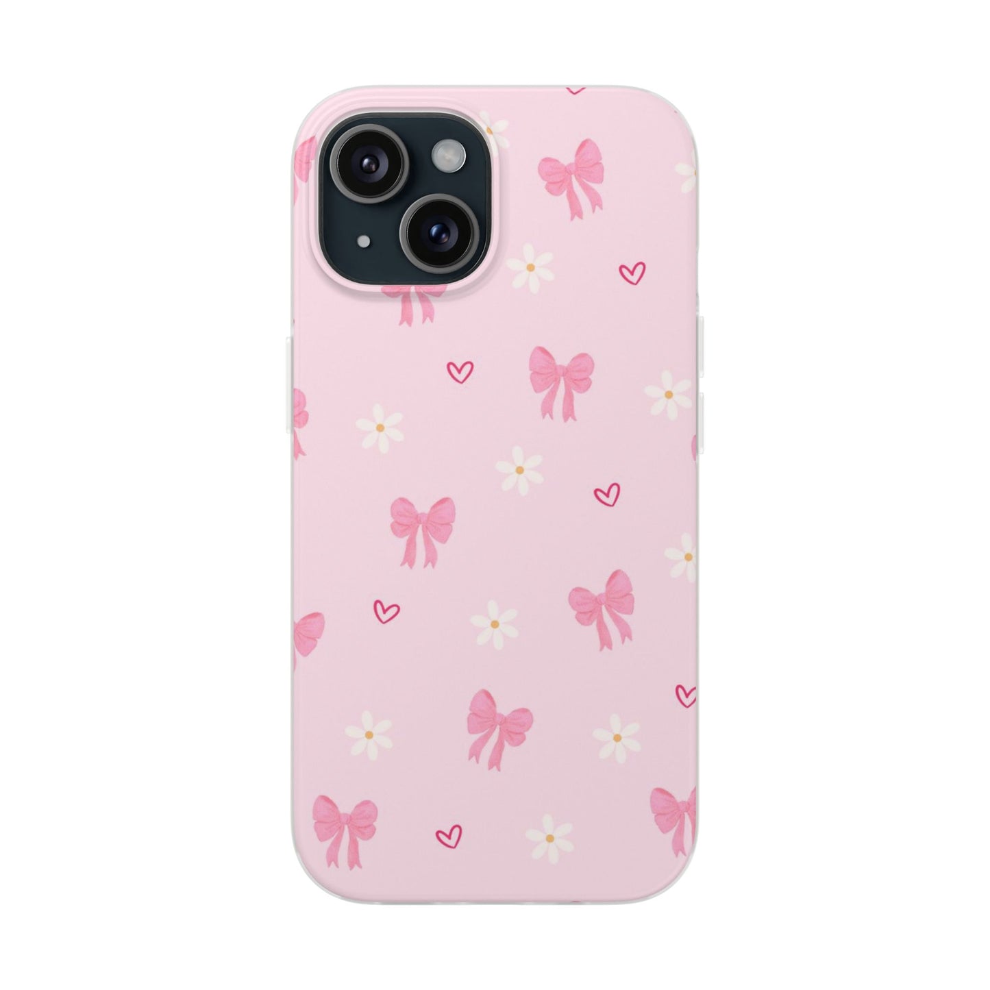 Soft Pink Bow & Heart Aesthetic Phone Case - Cute Girly Cover