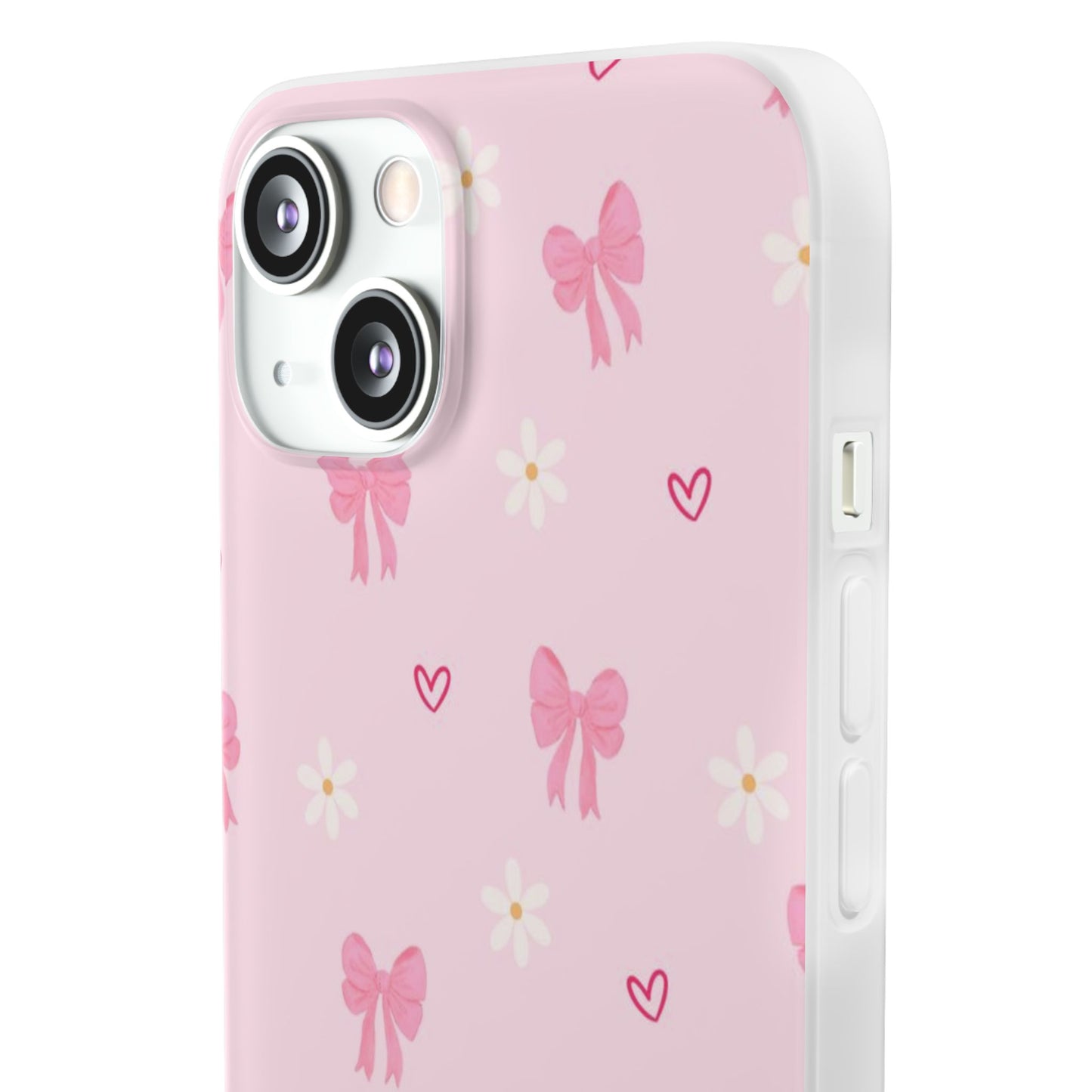 Soft Pink Bow & Heart Aesthetic Phone Case - Cute Girly Cover