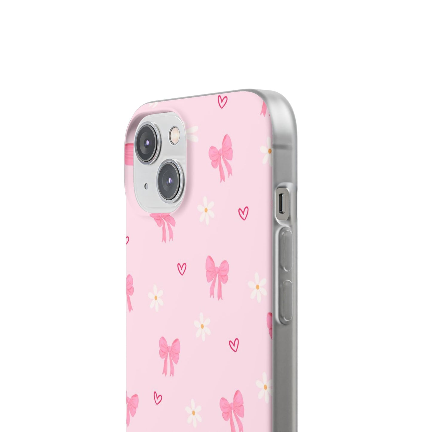 Soft Pink Bow & Heart Aesthetic Phone Case - Cute Girly Cover