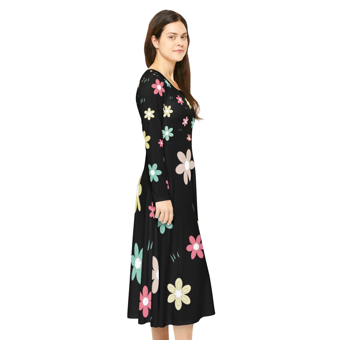 ✨ Main Character in Florals – Long Sleeve Dress🌸