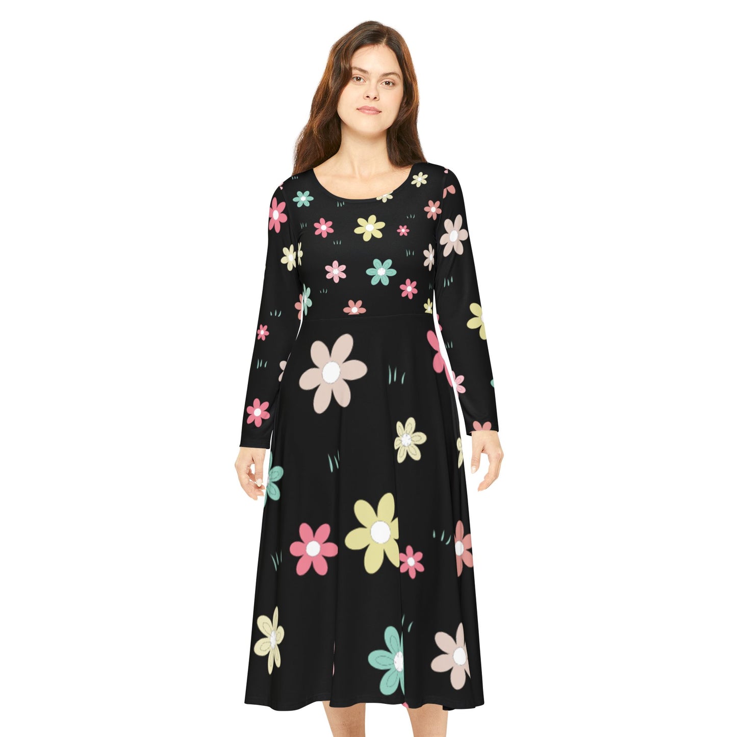 ✨ Main Character in Florals – Long Sleeve Dress🌸