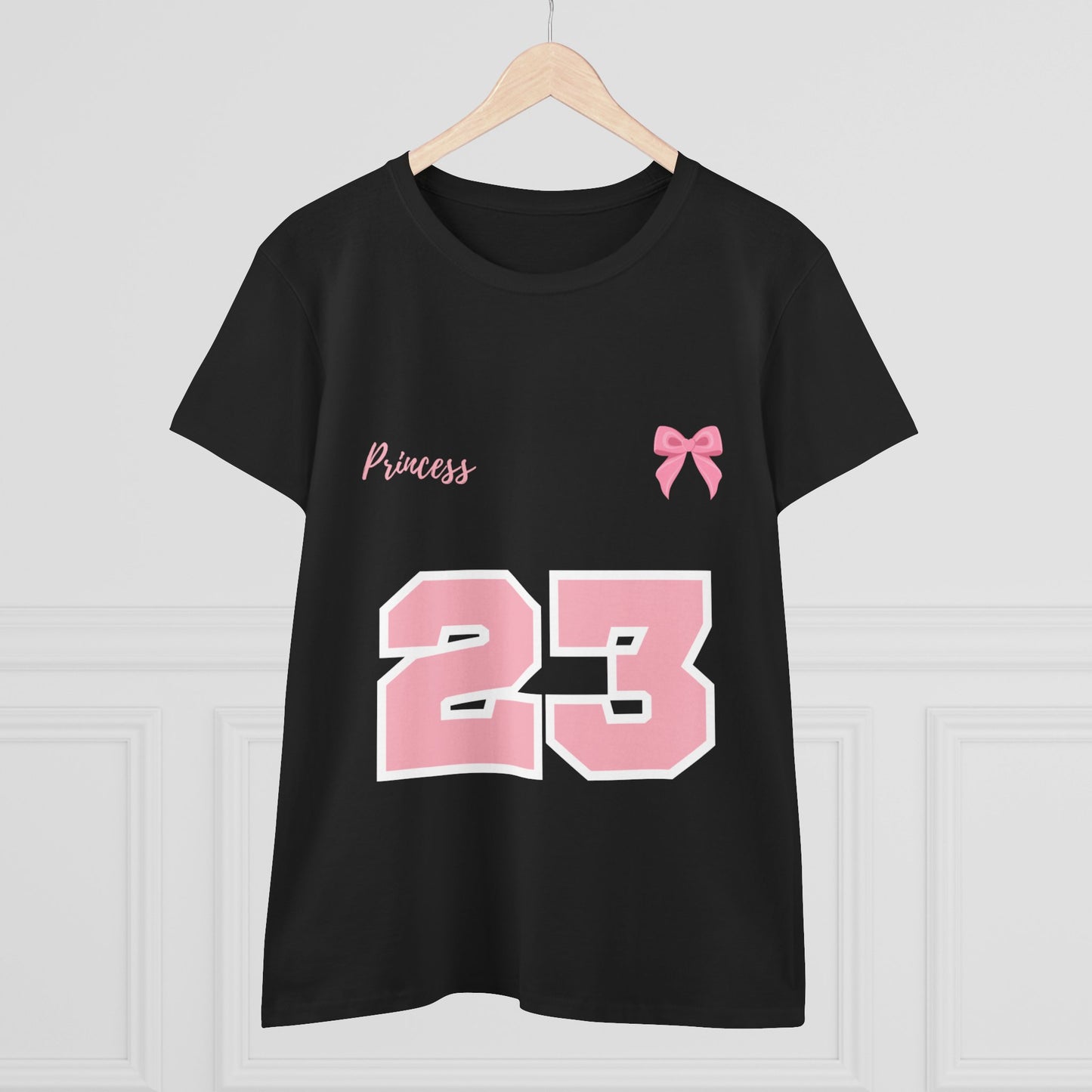 Princess 23 Varsity Tee – Soft Pink on Black💗✨