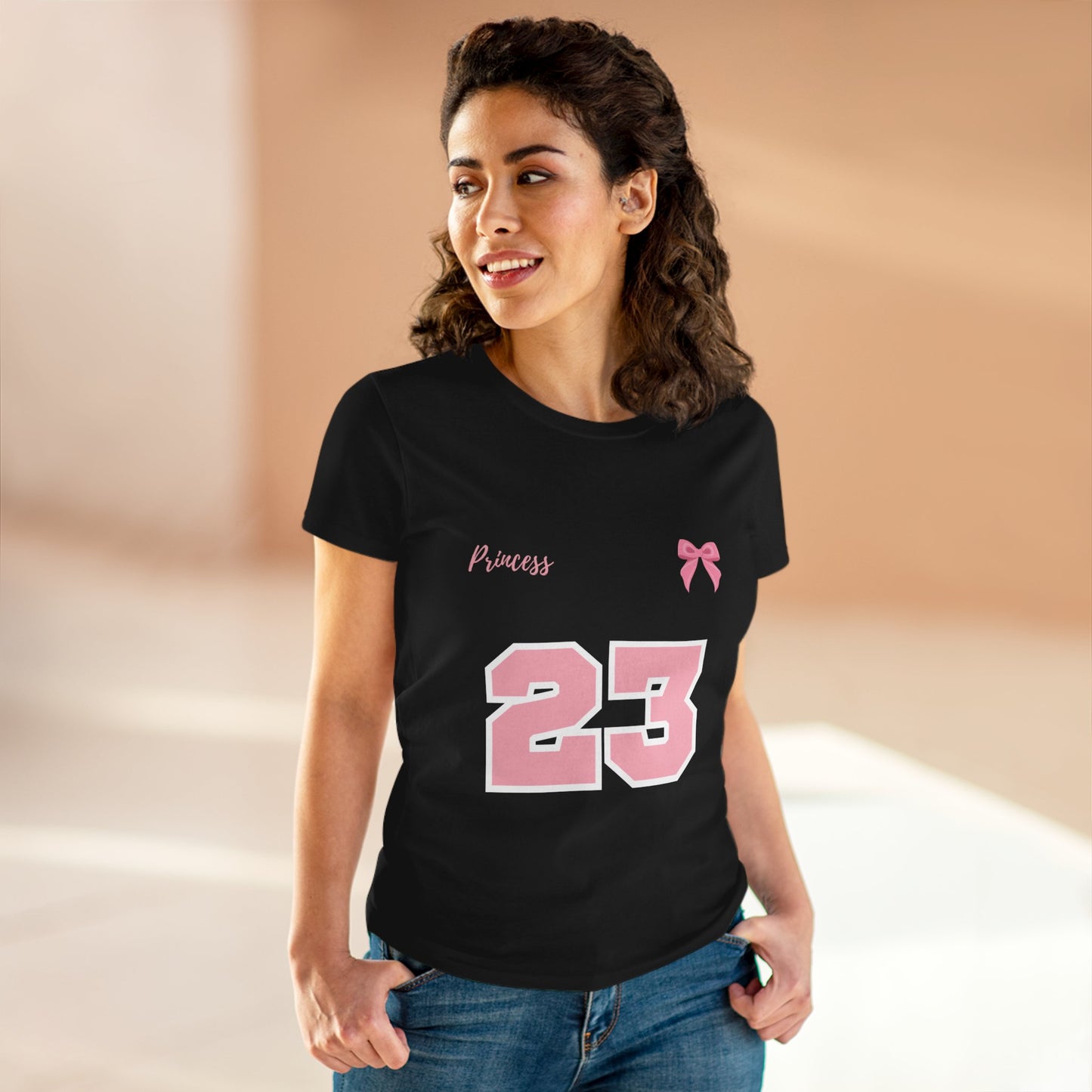 Princess 23 Varsity Tee – Soft Pink on Black💗✨