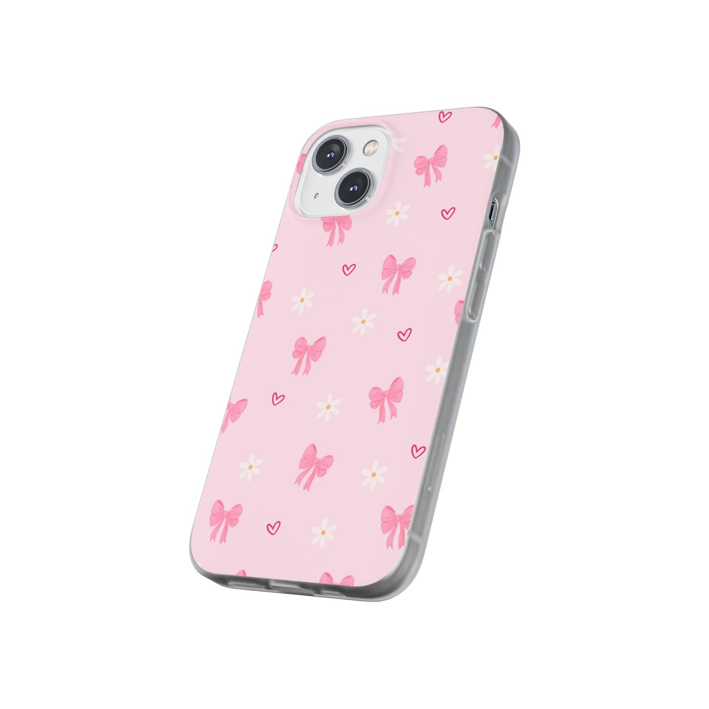 Soft Pink Bow & Heart Aesthetic Phone Case - Cute Girly Cover