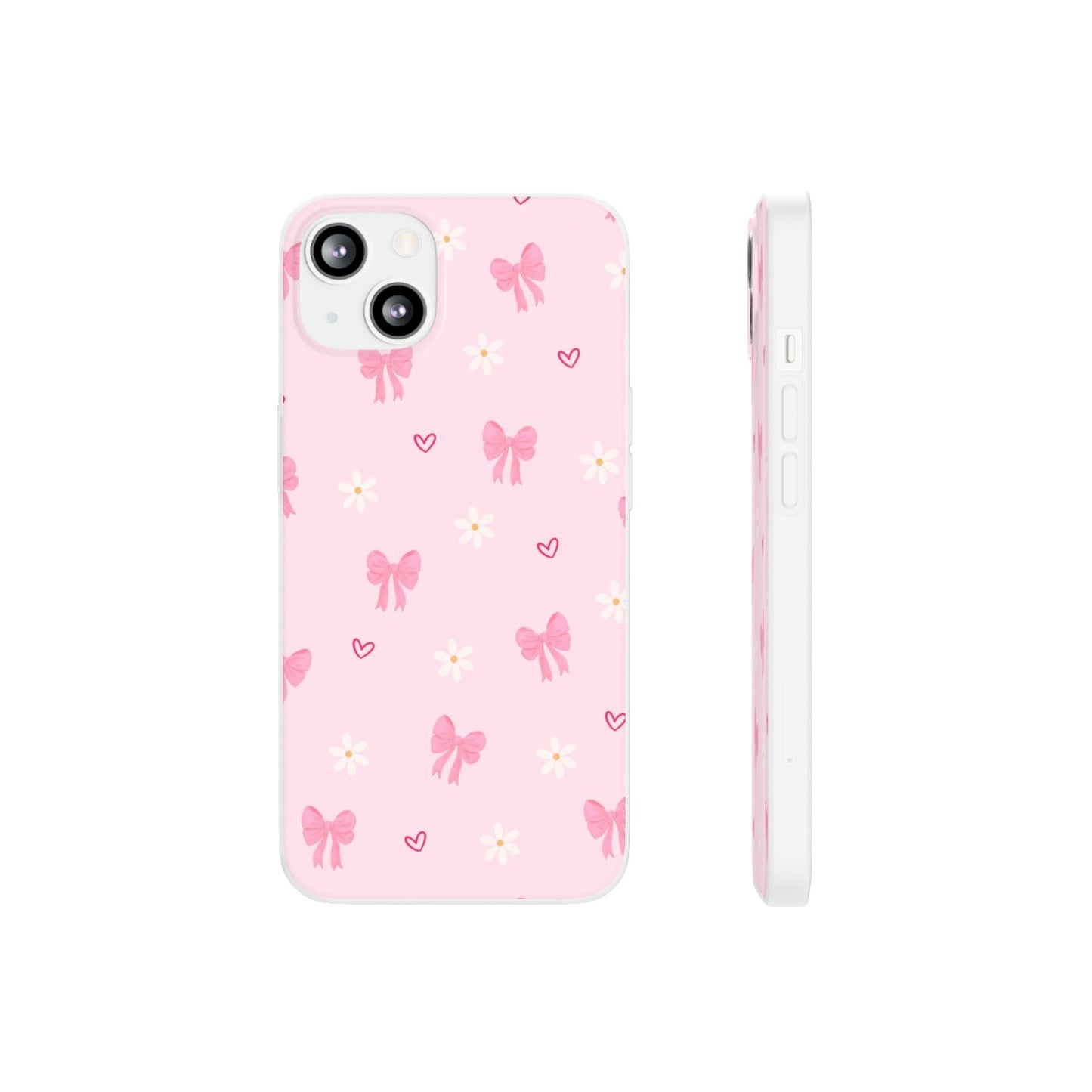 Soft Pink Bow & Heart Aesthetic Phone Case - Cute Girly Cover