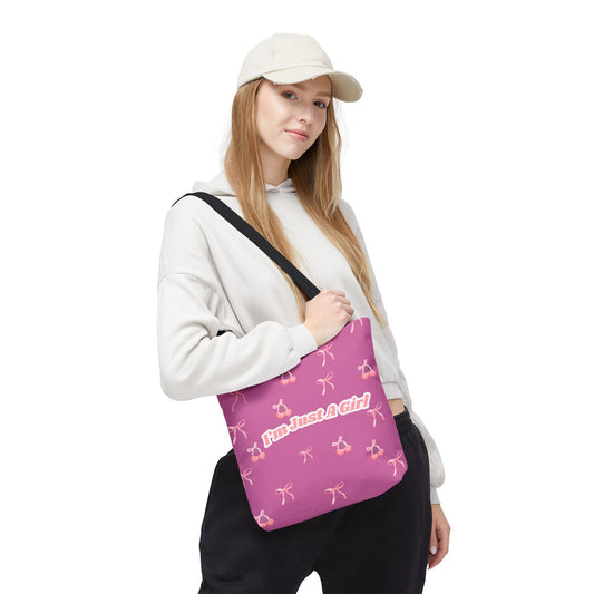 I'm Just a Girl- Cherry & Bow Aesthetic Tote Bag🎀👜